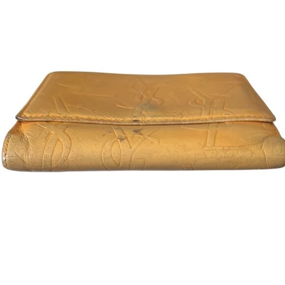 Yves Saint Laurent Yellow Leather Embossed Bifold Wallet - Picture 3 of 12